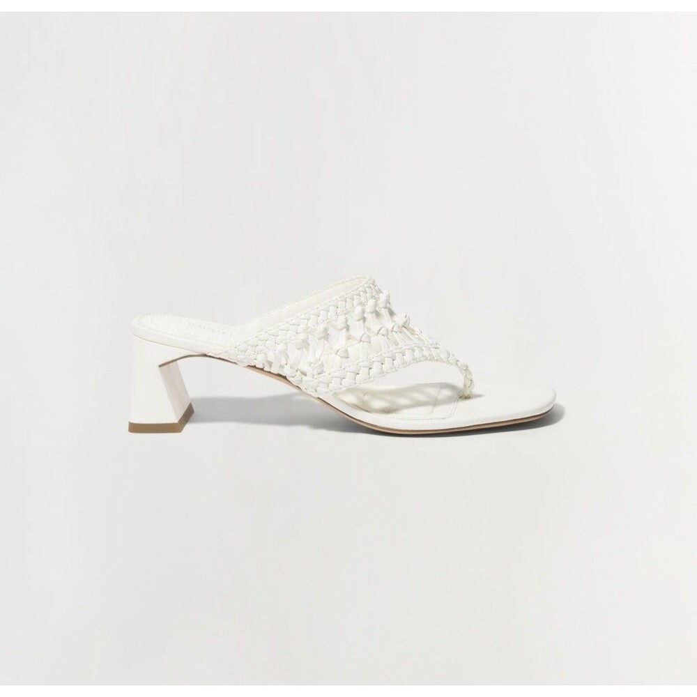 SIMKHAI Alia Block Heel in Ivory white block kitten chunk sandals open toe